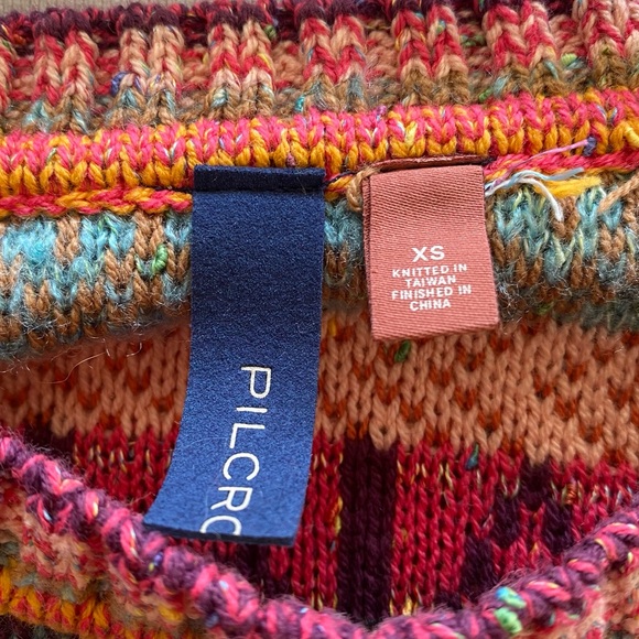 Pilcro Anthropology Ruffled Sweater Size XS Multi-Color Knit Boho Chic Ruffles - Picture 6 of 11